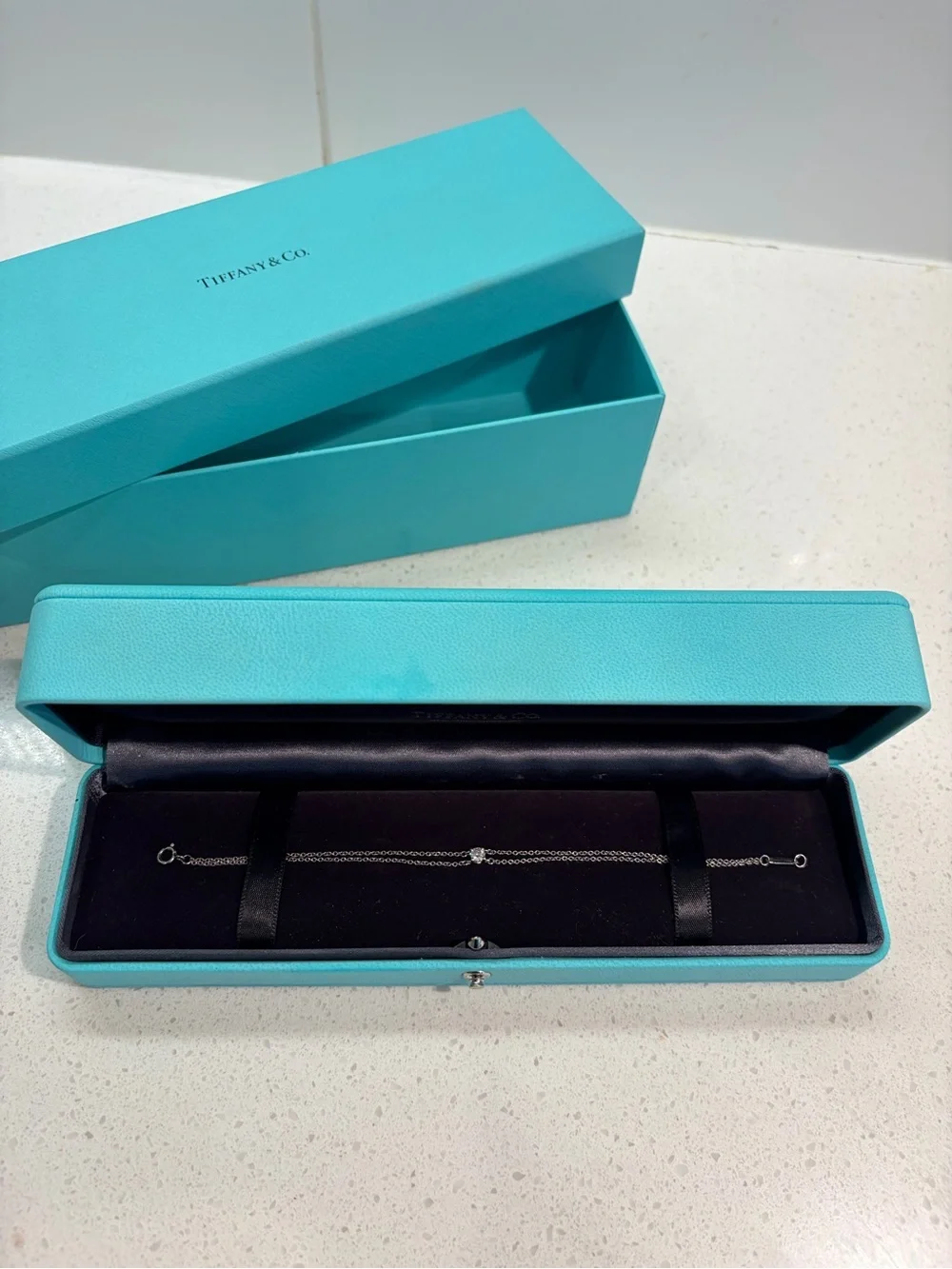 Tiffany & Co. Twin Chain Bracelet with Center Diamond - Silver
